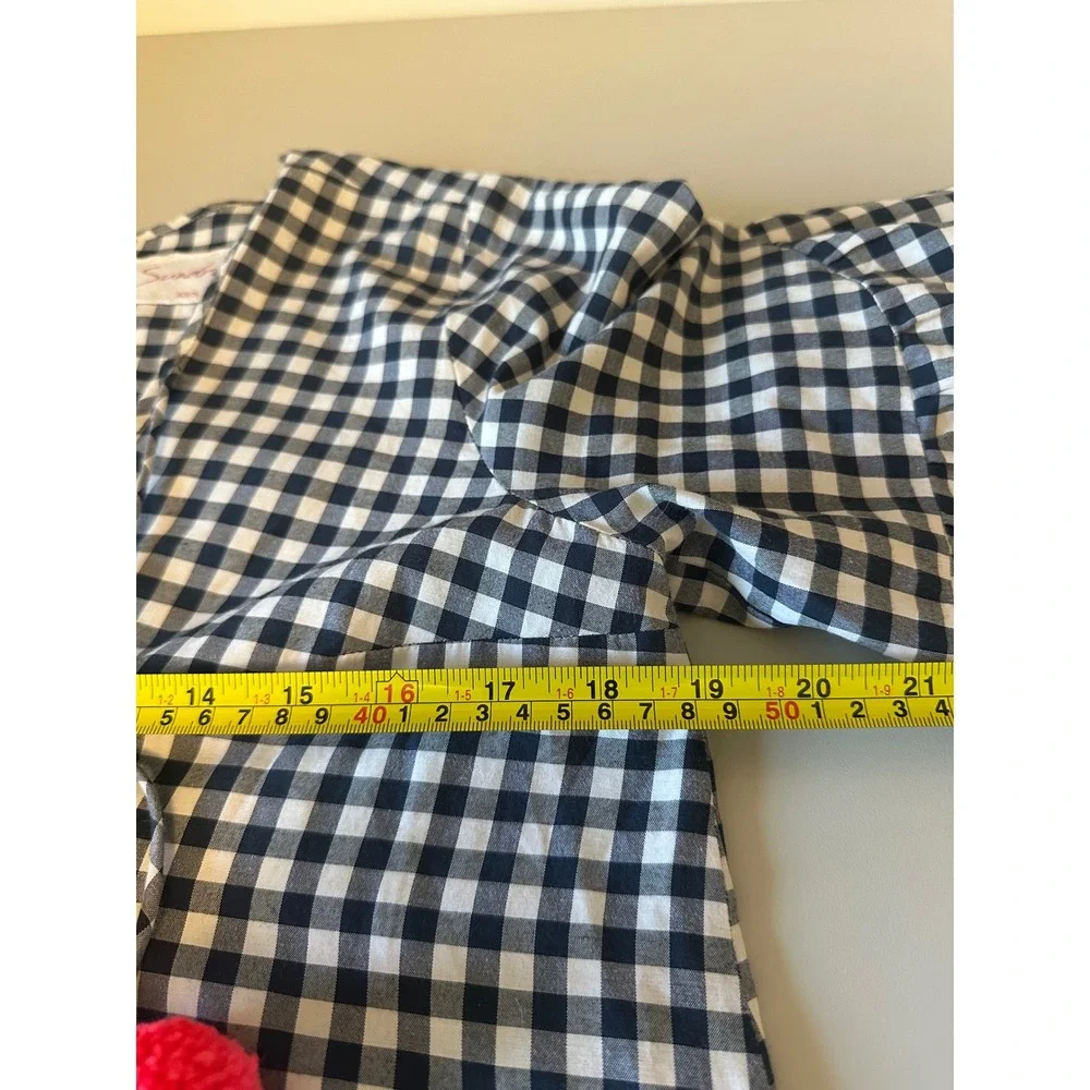 Sundress Gingham Mini Dress in Black and White and Pink Pom Poms | Size XS/S